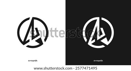 Creative North Logo. Abstract Graphic Icon of Initial Letter N and North Arrow.. The North Logo Design Inspiration.