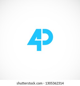 Creative Numbeer 4 Letter P Logo Design
