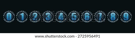 creative number 1 to 10 vintage logo designs. abstract alphabet font design vector, sea wave ocean circle graphic icon concept