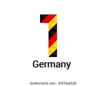 Creative Number 1 with 3d germany colors concept. Good for print, t-shirt design, logo, etc. Vector illustration.
