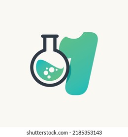 Creative number 1 with lab logo vector concept 