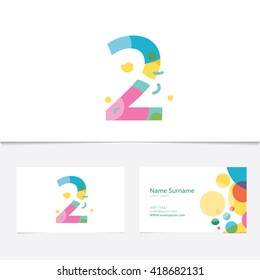 Creative Number 2 design vector template On The  Business card template.Abstract Colorful Alphabe. Colorful Alphabet collection. Type Characters Logotype symbols.Abstract Colorful Alphabet 
