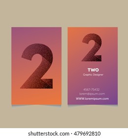 Creative Number 2 design vector template On The Business card template..3D Type Characters Logotype symbols.