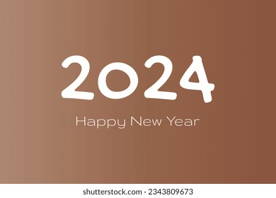 Creative Number 2024. Happy New Year Greetings. Brown Gradient Color Design. Isolated graphic. Icon or Poster Idea. Vector Template.