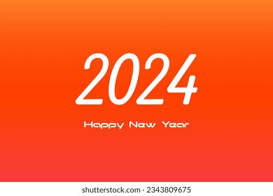 Número creativo 2024. Felices Saludos De Año Nuevo. Diseño de color de degradado naranja. Gráfico aislado. Idea de icono o afiche. Plantilla de vectores.