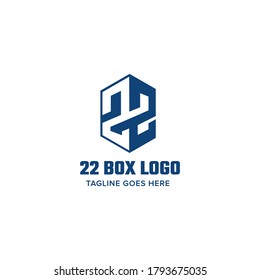 Creative Number 22 Box Logo or Icon Design in Vector Illustration