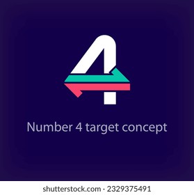 Creative number 4 arrow logo design. Unique colorful logistic corporate company logo. Company corporate vector.