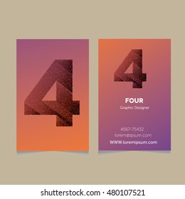 Creative Number 4 design vector template On The Business card template..3D Type Characters Logotype symbols.