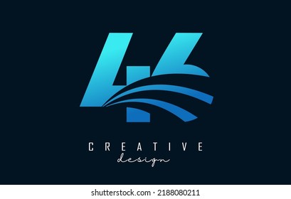 Logotipo creativo número 46 4 6 con diseño de líneas y de concepto de carreteras. Número con diseño geométrico. Ilustración vectorial con número y cortes creativos.
