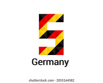 Creative Number 5 with 3d germany colors concept. Good for print, t-shirt design, logo, etc. Vector illustration.