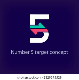 Creative number 5 arrow logo design. Unique colorful logistic corporate company logo. Company corporate vector.