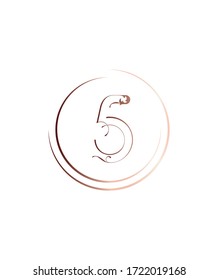 Creativo número 5 con plantilla de logotipo decorativo, logotipo vector para identidad empresarial y de empresa 
