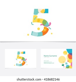 Creative Number 5 design vector template On The  Business card template.Abstract Colorful Alphabe. Colorful Alphabet collection. Type Characters Logotype symbols.Abstract Colorful Alphabet 