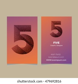 Creative Number 5 design vector template On The Business card template..3D Type Characters Logotype symbols.