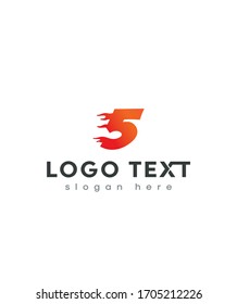 Creative number 5 with fire flame logo template, vector logo for business and company identity 