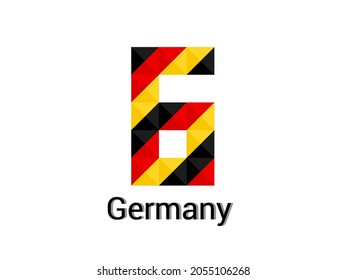 Creative Number 6 with 3d germany colors concept. Good for print, t-shirt design, logo, etc. Vector illustration