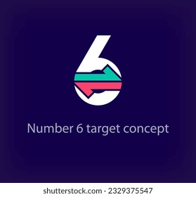 Creative number 6 arrow logo design. Unique colorful logistic corporate company logo. Company corporate vector.