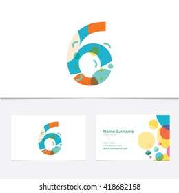 Creative Number 6 design vector template On The  Business card template.Abstract Colorful Alphabe. Colorful Alphabet collection. Type Characters Logotype symbols.Abstract Colorful Alphabet 
