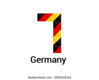 Creativo número 7 con el concepto 3d de colores alemanes. Bien por la impresión, el diseño de camisetas, el logotipo, etc. Ilustración vectorial