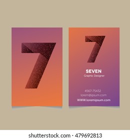 Creative Number 7 design vector template On The Business card template..3D Type Characters Logotype symbols.