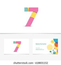 Creative Number 7 design vector template on The Business Card Template. Abstract Colorful Alphabet .Type Characters.Vector illustration.EPS10