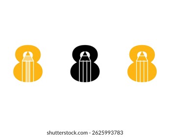 creative number 8 pencil symbol icon design vector isolated transparent background