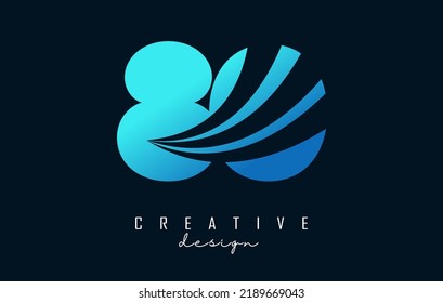 Creative number 80 8 0 logo with leading lines and road concept design. Number with geometric design. Vector Illustration with number and creative cuts.