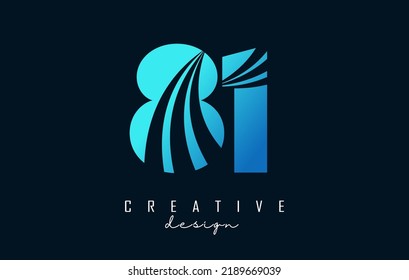 Logotipo creativo número 81 8 1 con líneas principales y diseño de concepto de carreteras. Número con diseño geométrico. Ilustración vectorial con número y cortes creativos.