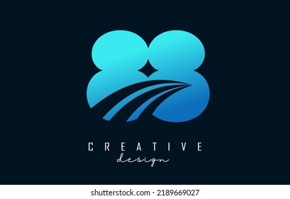 Creative number 88 8 logo with leading lines and road concept design. Number with geometric design. Vector Illustration with number and creative cuts.