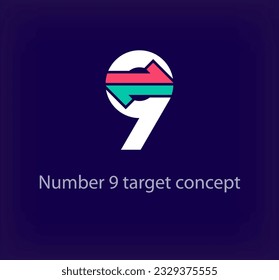 Creative number 9 arrow logo design. Unique colorful logistic corporate company logo. Company corporate vector.