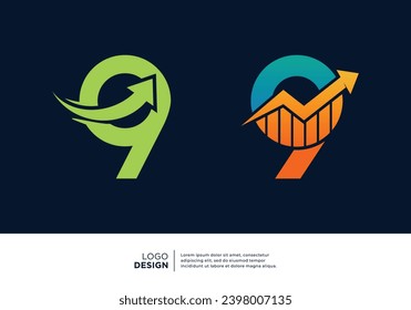 Creative Number 9 financial investment logo design.