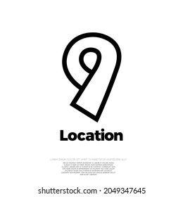 Creative Number 9 und Design-Vektorgrafik des Location-Logos für Ihre Markenidentität und Illustration