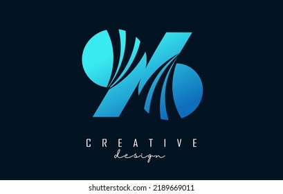Logotipo creativo número 96 9 6 con líneas principales y diseño de concepto de carreteras. Número con diseño geométrico. Ilustración vectorial con número y cortes creativos.