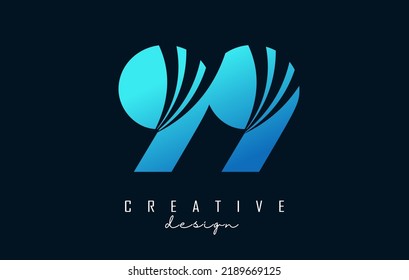Creative number 99 9 logo with leading lines and road concept design. Number with geometric design. Vector Illustration with number and creative cuts.