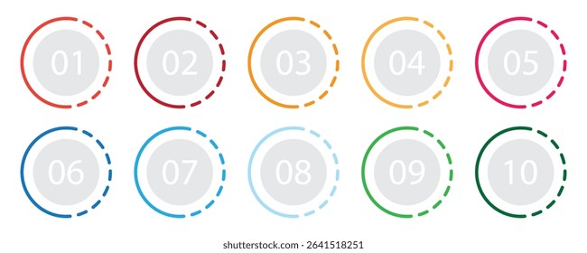 Creative number bullet points from one to twelve isolated on transparent background.