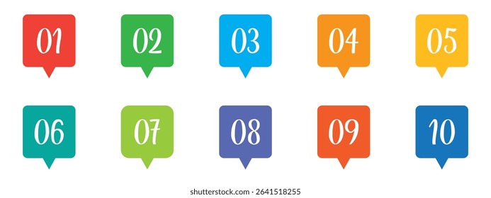 Creative number bullet points from one to twelve isolated on transparent background.
