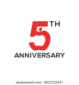 creative number five anniversary silhouette character apple