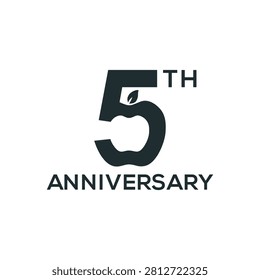 creative number five anniversary silhouette character apple