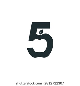 creative number five and silhouette character apple