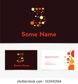 Creative Number Logo 3 design vector template On The Business card template.Abstract Colorful Alphabet. Colorful Alphabet collection. Type Characters Logotype symbols.