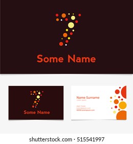 Creative Number Logo 7 design vector template On The Business card template.Abstract Colorful Alphabet. Colorful Alphabet collection. Type Characters Logotype symbols.Abstract