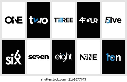 Creative number logo text negative space logo Premium Vector
