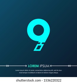 Creative number nine digital circuit style font. Blue number made of electric current wires and connectors. Modern design concept.