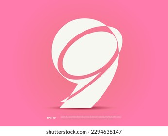 Creativo número nueve, noveno, noveno, 9 forma de fuente, diseño moderno de icono plano dinámico para su tipografía de concepto; alfabeto, logo de año nuevo, símbolo, signo, celebración, aniversario, tipo de clasificación, premio, etc.