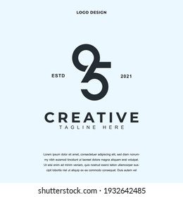 Creative number ninety five icon logo design vector illustration. number 95 or 59 logo design color editable svg