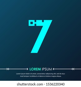 Creative number seven digital circuit style font. Blue number made of electric current wires and connectors. Modern design concept.