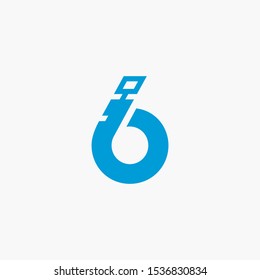 Creative number six digital circuit style font. Blue number made of electric current wires and connectors. Modern design concept.