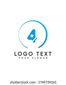 Creative number type 4 with star  & stripe  logo template, vector logo for business and company identity 