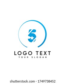 Creative number type 5 with star  & stripe  logo template, vector logo for business and company identity 