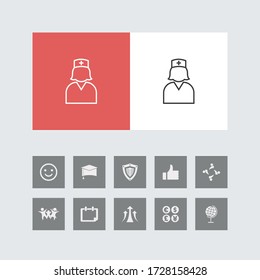 Creative Nurse Line Icon with Bonus Icons. 
